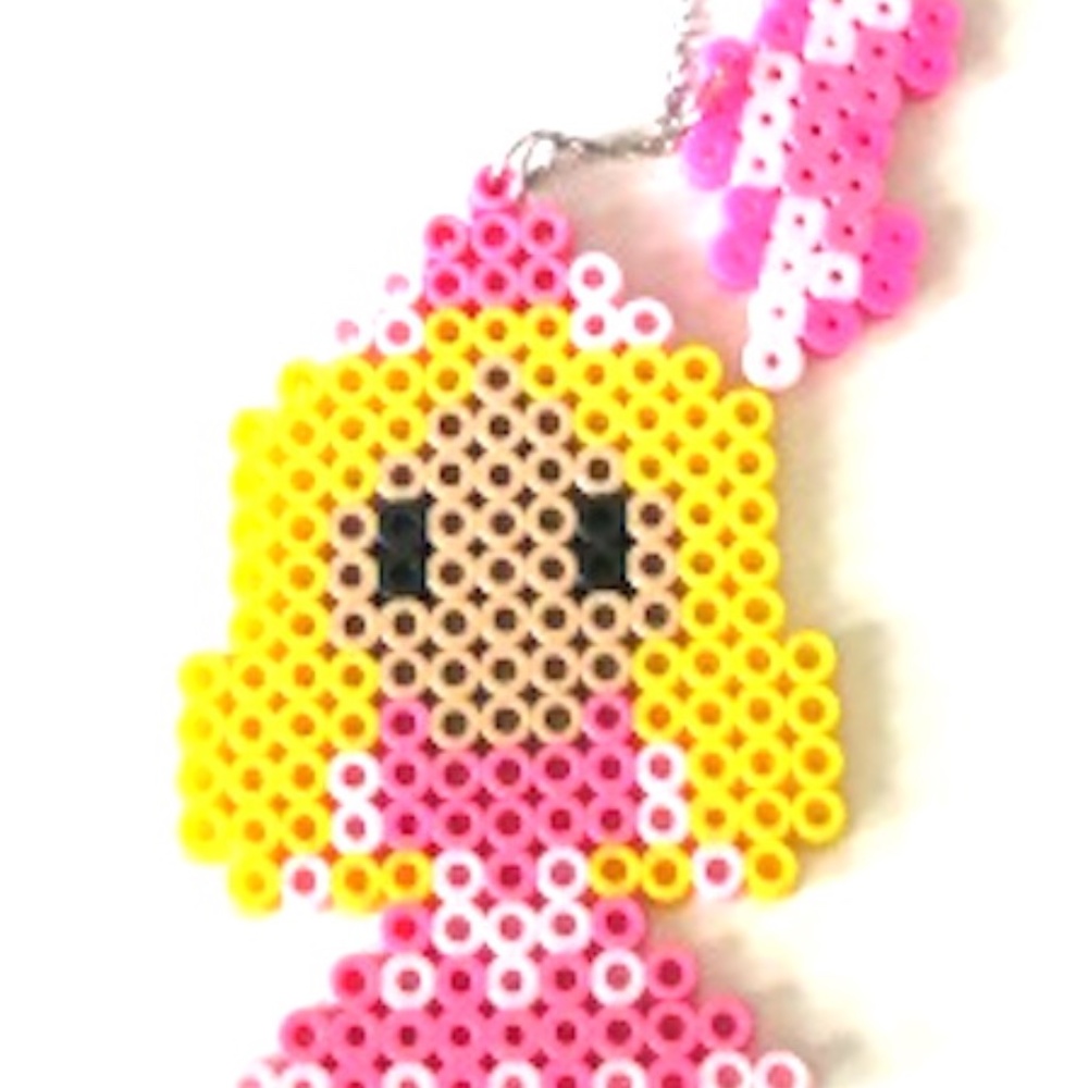 Perler Beads Princess Aurora w/ Crown Keychain